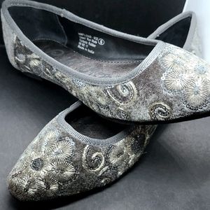 NAUGHTY MONKEY Flats YUNA Grey Embellished Shoes